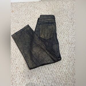 Kate Spade Metallic Black Straight-Leg Pants size 27